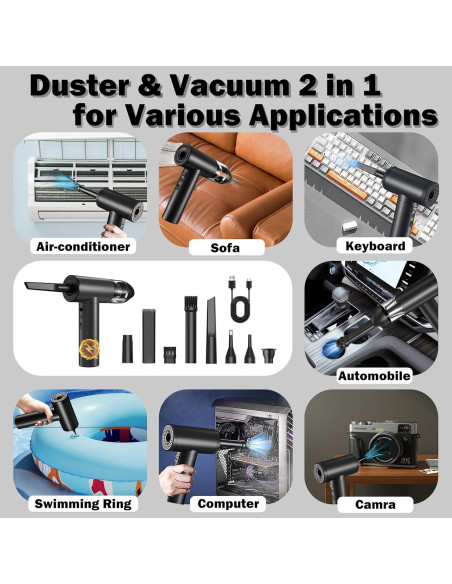 Aspiradora Inalámbrica 2 en 1 Hosslearlear XR-400 7500mAh - Negro