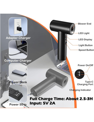 Aspiradora Inalámbrica 2 en 1 Hosslearlear XR-400 7500mAh - Negro
