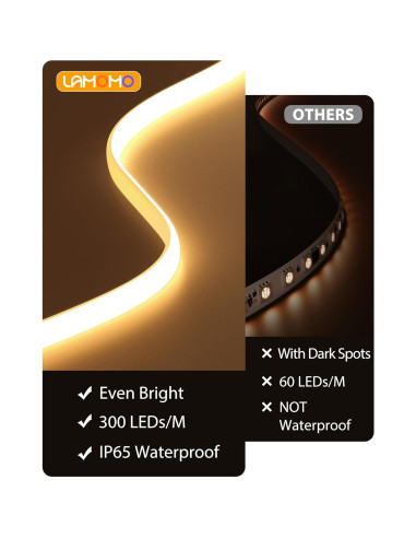 Tira de Luces LED COB Lamomo 5m Blanca Cálida Regulable