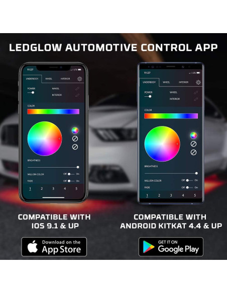 Kit de Iluminación LEDGlow Bajo Carro 4 Piezas Bluetooth Multicolor