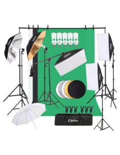 Kit de Iluminación Fotográfica Kshioe con Soporte y Fondos