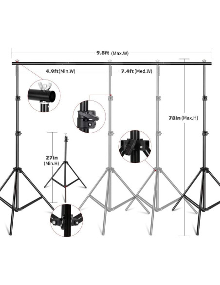 Kit de Iluminación Fotográfica Kshioe con Soporte y Fondos