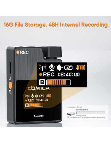 Micrófono Lavalier Inalámbrico Comica BoomX-D1 PRO 16GB