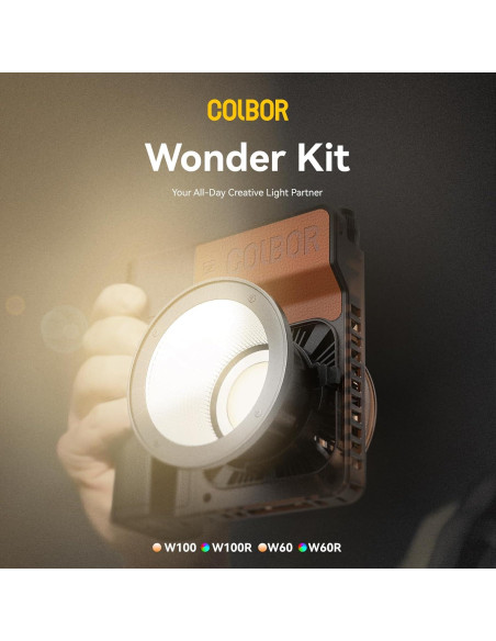 Kit de Luz de Video LED Bi-Color Colbor W100 con Batería 71Wh