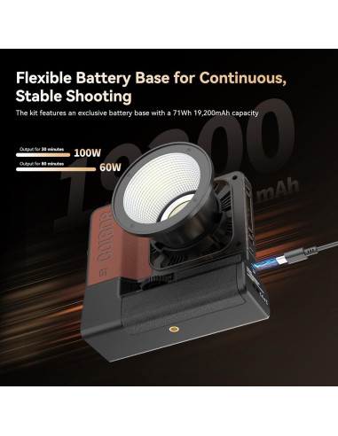 Kit de Luz de Video LED Bi-Color Colbor W100 con Batería 71Wh
