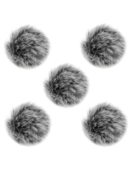 5 Muff de Viento para Micrófono Lavalier Gris 8mm Piel Sintética