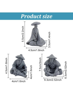 Estatuas Mini Pescador WEBEEDY - 3 Piezas Arenisca Decorativa 2