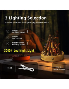 Linterna de Camping HEXNIGHT Recargable con Sonido de Llama 2