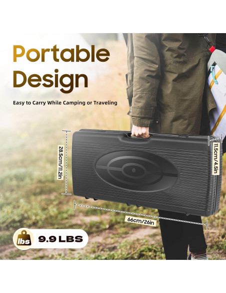 Estufa de Camping Portátil 2 Quemadores Butano con Bandeja Asar