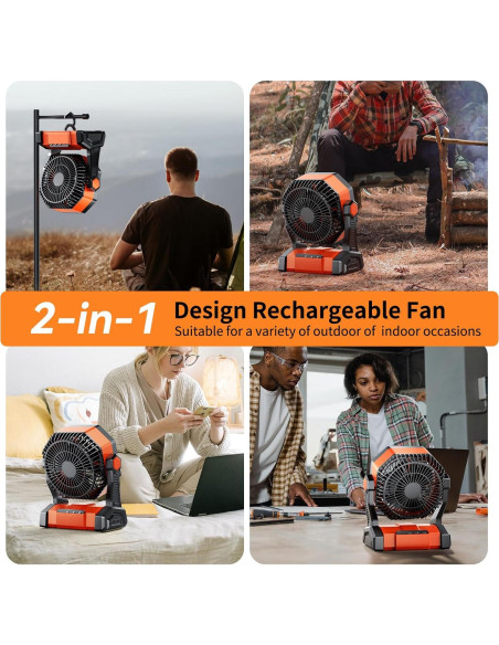 Ventilador de Camping Doublepow D23 con Luz LED y Batería 20000mAh
