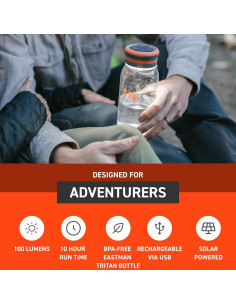 Botella de Agua y Lámpara Solar S.O.L. 700 mL Recargable 2