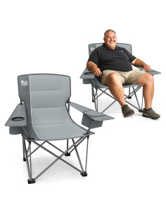 Silla de Camping Plegable Timber Ridge XXL 250 kg Gris 2 Pack