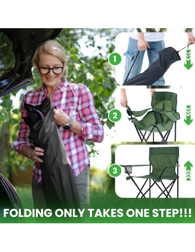 2 Sillas de Camping Plegables Canpsky Verde con Portavasos