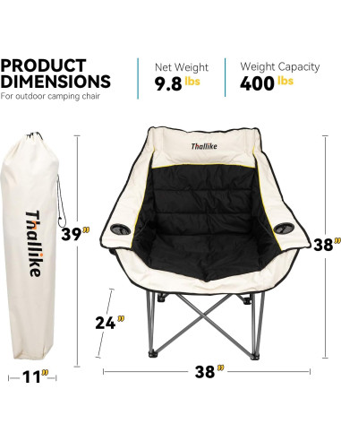 Silla de Camping Plegable Thallike Alta Resistencia 181Kg