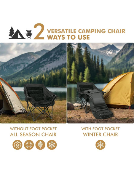 Silla de Camping Calefaccionada Minndudu XL Acolchada 181 kg