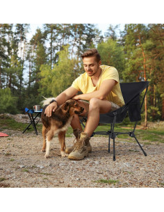 Silla de Camping Plegable TlaroRiz 600D Oxford Negra 120kg 2