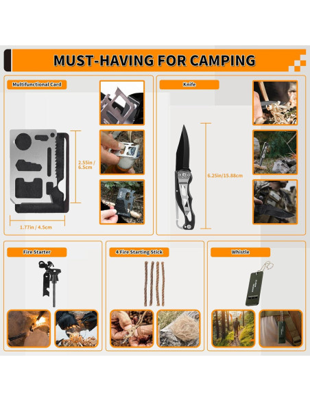 Kit de Supervivencia Uhoolly 252 Piezas con Primeros Auxilios