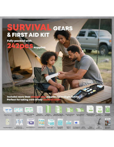 Kit de Primeros Auxilios VLITEPRO 242 Piezas con Bolsa Molle