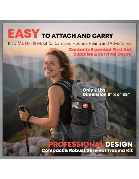 Kit de Primeros Auxilios VLITEPRO 242 Piezas con Bolsa Molle