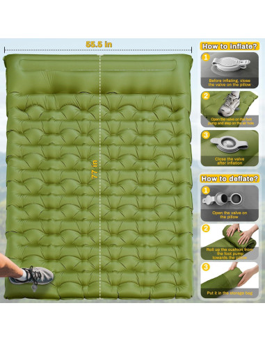 Colchón Inflable Doble Oramoose 15 cm con Almohada y Bomba