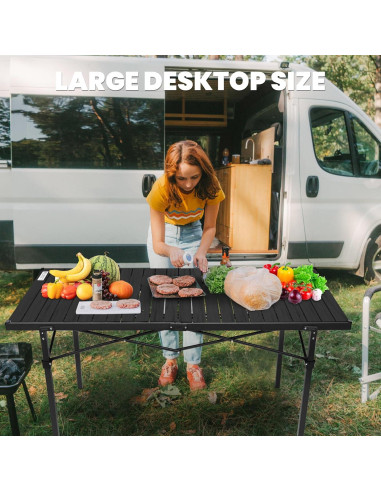 Mesa Plegable Negra Wildroots XL para Camping y Picnic