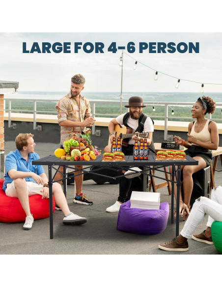 Mesa Plegable Negra Wildroots XL para Camping y Picnic