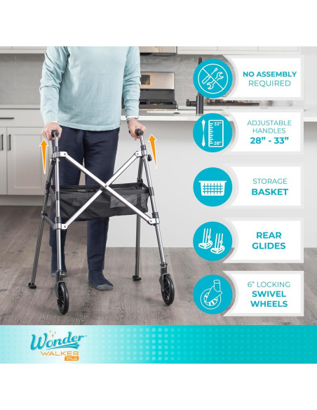 Andador Plegable Wonder Walker Plus Corto 3.18kg para Adultos