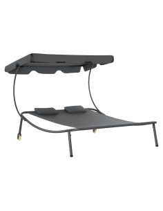 Sillón Doble de Patio Outsunny con Dosel Ajustable y Almohadas