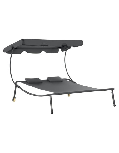 Sillón Doble de Patio Outsunny con Dosel Ajustable y Almohadas