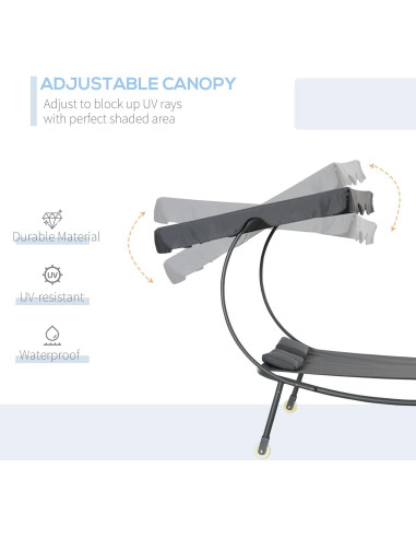 Sillón Doble de Patio Outsunny con Dosel Ajustable y Almohadas