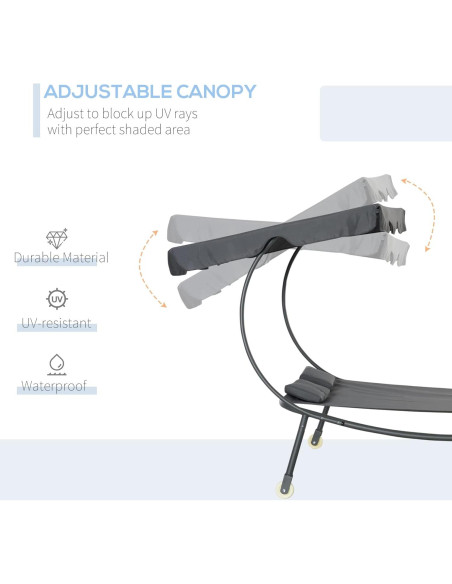 Sillón Doble de Patio Outsunny con Dosel Ajustable y Almohadas
