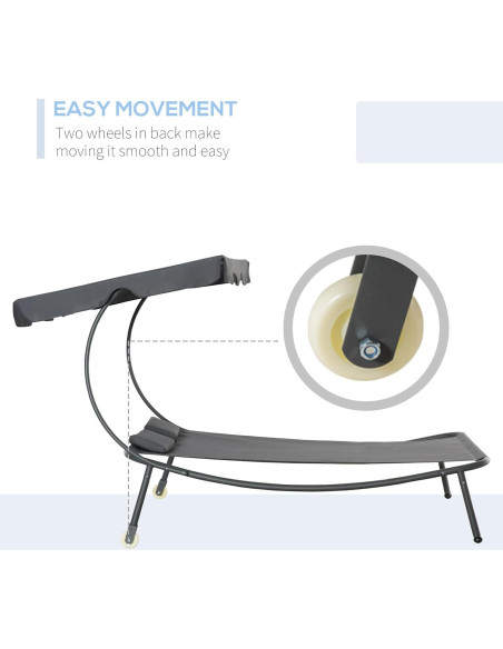 Sillón Doble de Patio Outsunny con Dosel Ajustable y Almohadas