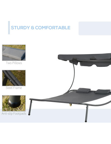 Sillón Doble de Patio Outsunny con Dosel Ajustable y Almohadas