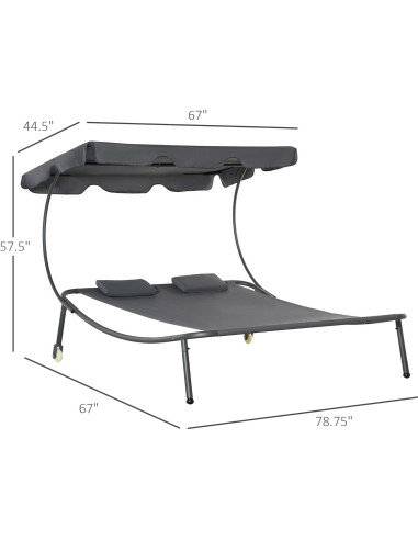 Sillón Doble de Patio Outsunny con Dosel Ajustable y Almohadas
