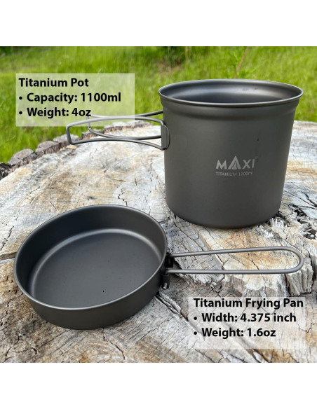 Olla de Titanio 1100ml con Tapa de Sartén Maxi - Ligera y Versátil