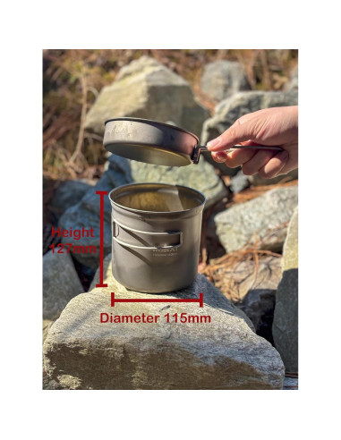 Olla de Titanio 1100ml con Tapa de Sartén Maxi - Ligera y Versátil