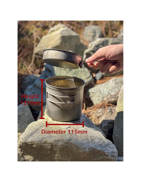 Olla de Titanio 1100ml con Tapa de Sartén Maxi - Ligera y Versátil