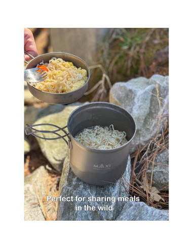 Olla de Titanio 1100ml con Tapa de Sartén Maxi - Ligera y Versátil