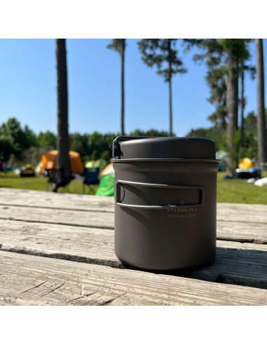 Olla de Titanio 1100ml con Tapa de Sartén Maxi - Ligera y Versátil