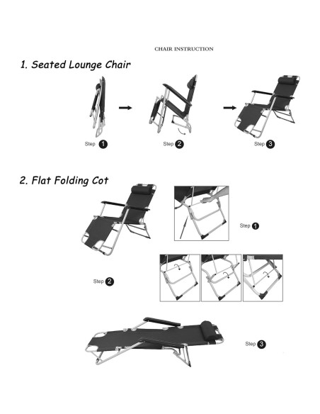 Sillas de Patio Plegables Lucky Tree - Juego de 2 Reclinables