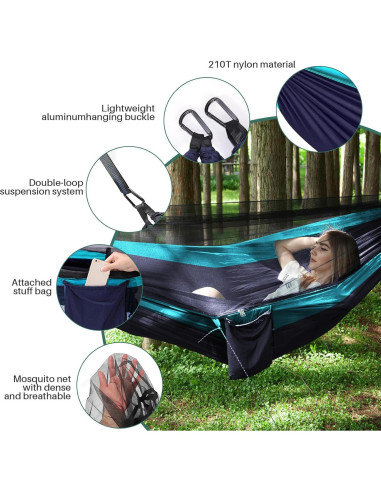 Hamaca Doble Portátil TOPCHANCES con Red Antimosquitos 272kg