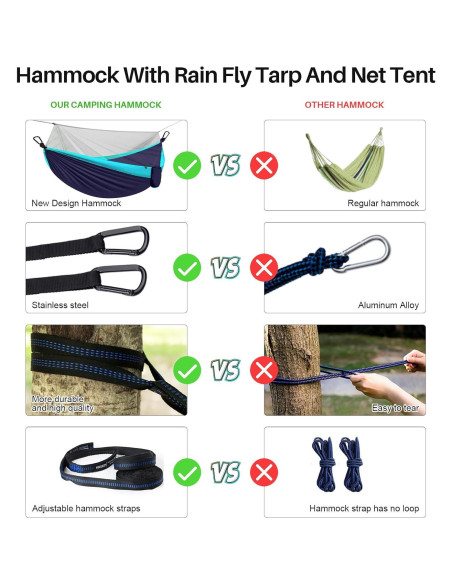 Hamaca Doble Portátil TOPCHANCES con Red Antimosquitos 272kg