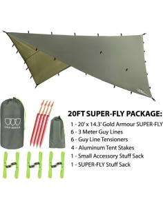 Toldo de Lluvia Gold Armour 6.1m x 4.4m Impermeable Camping 2