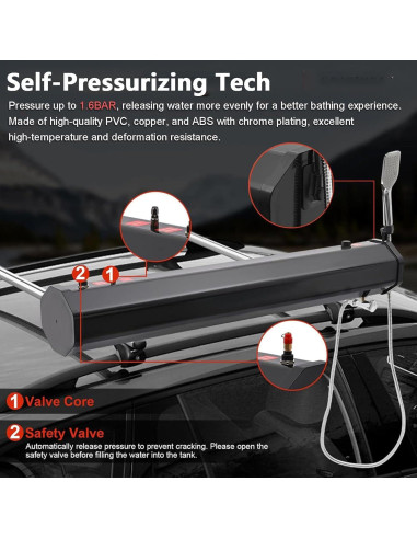 Tanque de Agua Presurizado Solar 30L JIADUOFU Ducha Camping