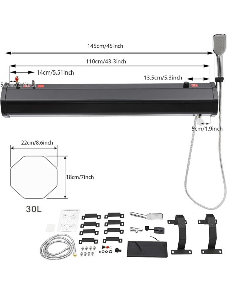 Tanque de Agua Presurizado Solar 30L JIADUOFU Ducha Camping
