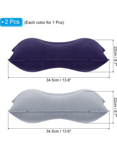 Almohada Inflable PATIKIL 2 Piezas Camping 34.5x22cm Gris Púrpura 2
