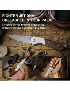 Cuchillo de bolsillo Kizer Spitfire EDC Damasco 7.95cm 2