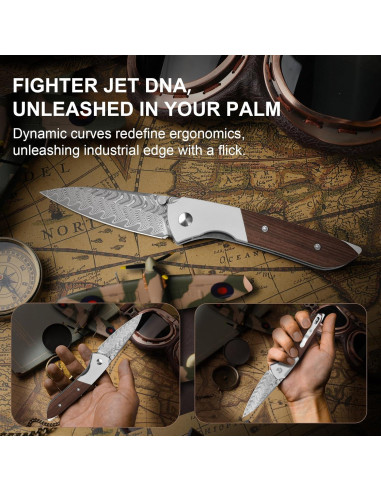 Cuchillo de bolsillo Kizer Spitfire EDC Damasco 7.95cm