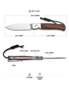 Cuchillo Plegable CJRB Glacier J1961, Hoja 9 cm Acero AR-RPM9 2