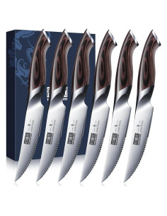 Juego de cuchillos para carne HOSHANHO 6 piezas acero al carbono
